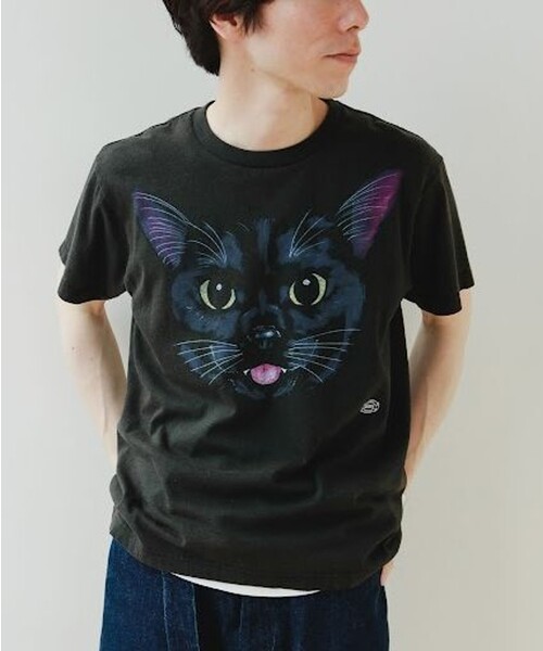mmts（マミタス）の「BLACK CAT FACE  Tシャツ 旅行 レイヤード 洗濯可能 主役トップス ライブ（Tシャツ/カットソー・レディース・ブラック・S/M/L/XL）」の3枚目の写真