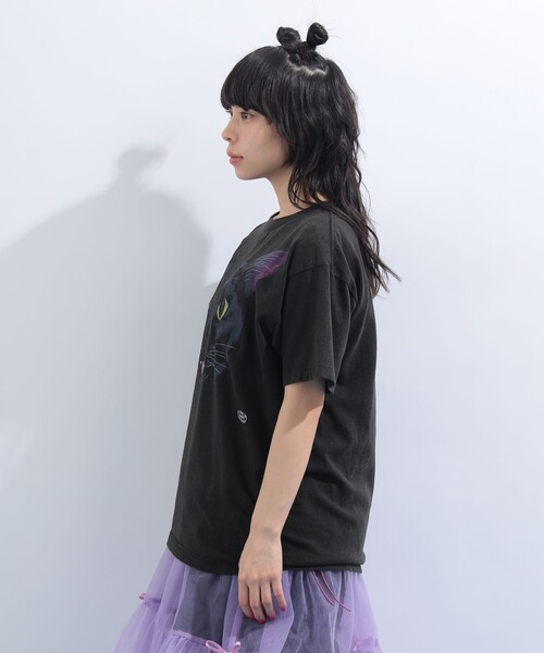 mmts（マミタス）の「BLACK CAT FACE  Tシャツ 旅行 レイヤード 洗濯可能 主役トップス ライブ（Tシャツ/カットソー・レディース・ブラック・S/M/L/XL）」の11枚目の写真