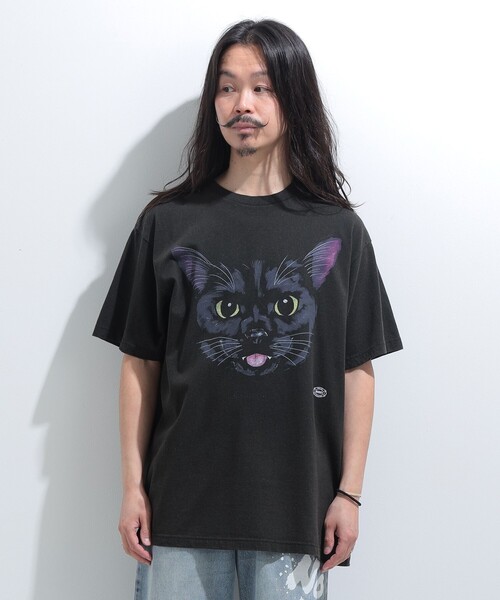 mmts（マミタス）の「BLACK CAT FACE  Tシャツ 旅行 レイヤード 洗濯可能 主役トップス ライブ（Tシャツ/カットソー・レディース・ブラック・S/M/L/XL）」の14枚目の写真