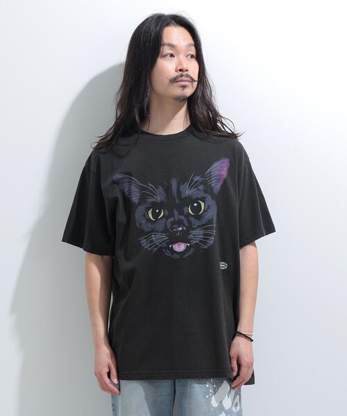 mmts（マミタス）の「BLACK CAT FACE  Tシャツ 旅行 レイヤード 洗濯可能 主役トップス ライブ（Tシャツ/カットソー・レディース・ブラック・S/M/L/XL）」の15枚目の写真