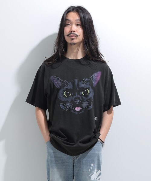 mmts（マミタス）の「BLACK CAT FACE  Tシャツ 旅行 レイヤード 洗濯可能 主役トップス ライブ（Tシャツ/カットソー・レディース・ブラック・S/M/L/XL）」の16枚目の写真