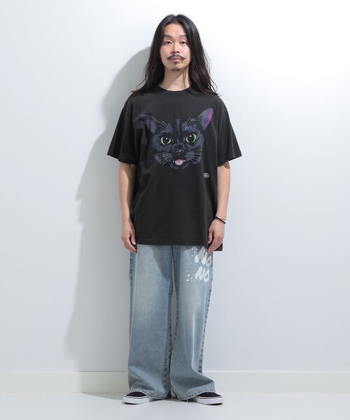 mmts（マミタス）の「BLACK CAT FACE  Tシャツ 旅行 レイヤード 洗濯可能 主役トップス ライブ（Tシャツ/カットソー・レディース・ブラック・S/M/L/XL）」の17枚目の写真