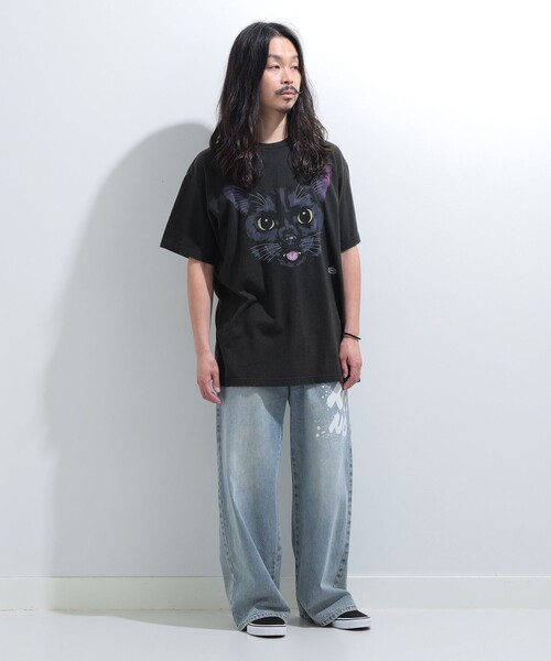 mmts（マミタス）の「BLACK CAT FACE  Tシャツ 旅行 レイヤード 洗濯可能 主役トップス ライブ（Tシャツ/カットソー・レディース・ブラック・S/M/L/XL）」の18枚目の写真