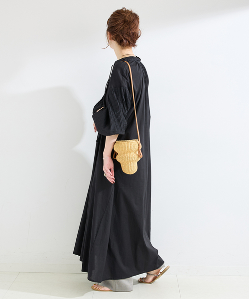 B.C STOCK（ベーセーストック）の「手洗い可 / ピンタックスリーブワンピース（ワンピース・レディース・ブラック/ホワイト/レッド・SMALL/MEDIUM）」の6枚目の写真