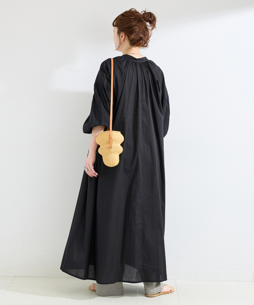 B.C STOCK（ベーセーストック）の「手洗い可 / ピンタックスリーブワンピース（ワンピース・レディース・ブラック/ホワイト/レッド・SMALL/MEDIUM）」の7枚目の写真