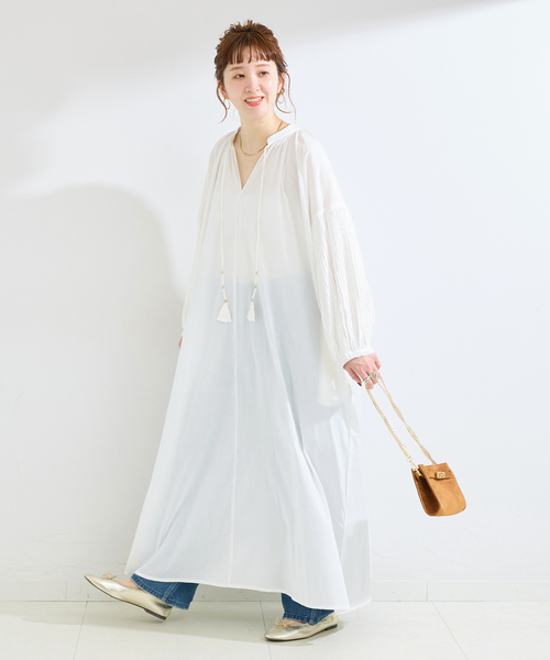 B.C STOCK（ベーセーストック）の「手洗い可 / ピンタックスリーブワンピース（ワンピース・レディース・ブラック/ホワイト/レッド・SMALL/MEDIUM）」の11枚目の写真