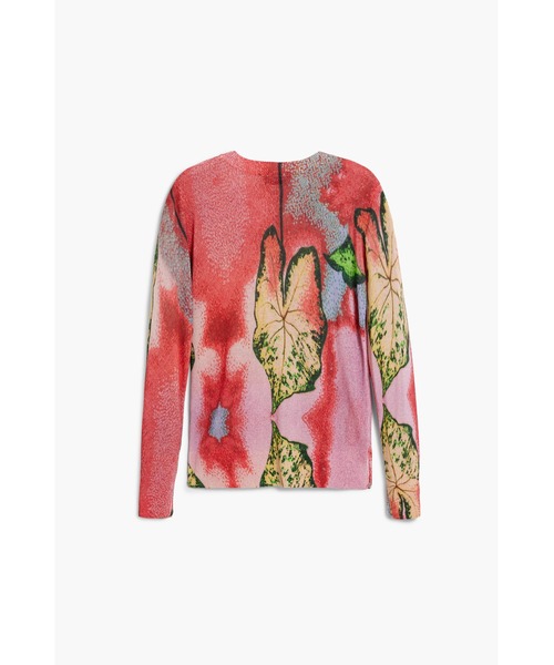 Desigual(デシグアル)の「ボタニカルリーフプリントニットセーター(ニット/セーター・レディース・レッド・XS/S/M/XL/L)」の2枚目の写真