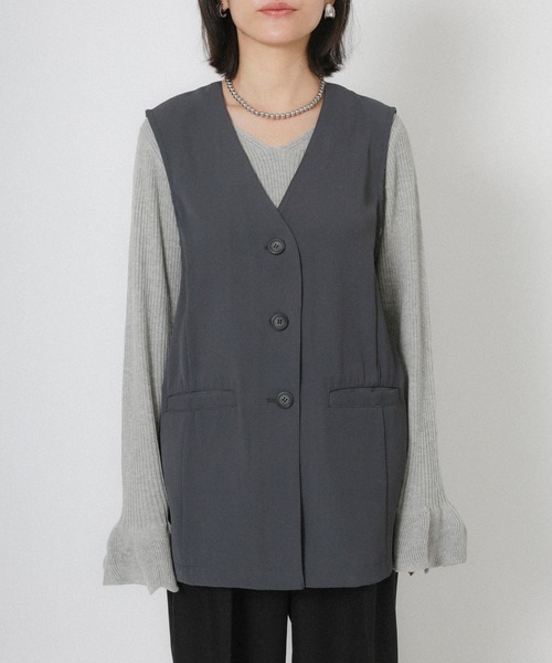 Floran(フローラン)の「ジレ+チュールジレセット(ベスト・レディース・グレイッシュベージュ/グレー/ブラック・FREE)」の13枚目の写真