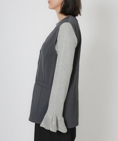 Floran(フローラン)の「ジレ+チュールジレセット(ベスト・レディース・グレイッシュベージュ/グレー/ブラック・FREE)」の12枚目の写真