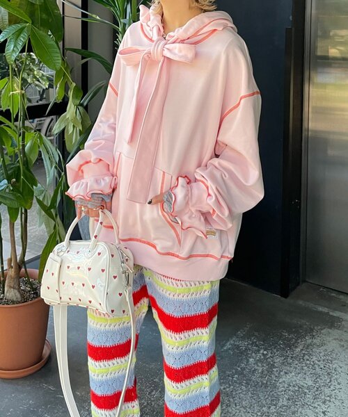 HELLO.SANFRANCISCO(ハローサンフランシスコ)の「【HELLO.SANFRANCISCO/ハローサンフランシスコ】透かし柄ボーダーニットパンツ(その他パンツ・レディース・サックスブルー/レッド・ONE SIZE)」の13枚目の写真