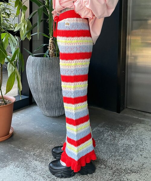 HELLO.SANFRANCISCO(ハローサンフランシスコ)の「【HELLO.SANFRANCISCO/ハローサンフランシスコ】透かし柄ボーダーニットパンツ(その他パンツ・レディース・サックスブルー/レッド・ONE SIZE)」の18枚目の写真