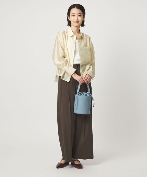 green label relaxing（グリーンレーベルリラクシング）の「エアリー シアー ロングスリーブ シャツ ウォッシャブル 接触冷感（シャツ/ブラウス・レディース・オフホワイト/ライム/ダークグレー/モカ・FREE）」の16枚目の写真