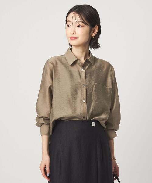 green label relaxing（グリーンレーベルリラクシング）の「エアリー シアー ロングスリーブ シャツ ウォッシャブル 接触冷感（シャツ/ブラウス・レディース・オフホワイト/ライム/ダークグレー/モカ・FREE）」の22枚目の写真