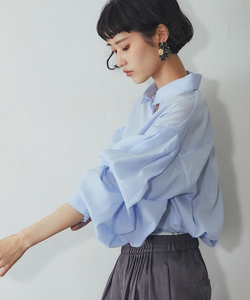 ANOTHER S(アナザーエス)の「タック入りバルーンスリーブブラウス(シャツ/ブラウス・レディース・ブラック/オフホワイト/ブルー・M)」の16枚目の写真