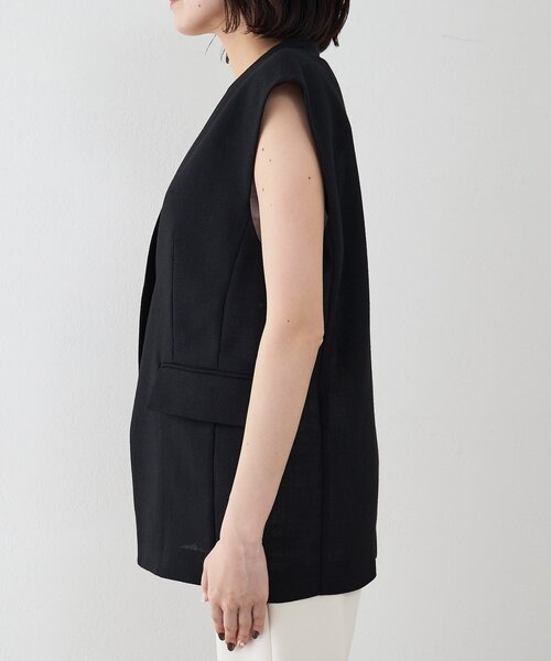 Whim Gazette（ウィムガゼット）の「リネンライクジレ（ベスト・レディース・ブラック/ベージュ・FREE）」の5枚目の写真