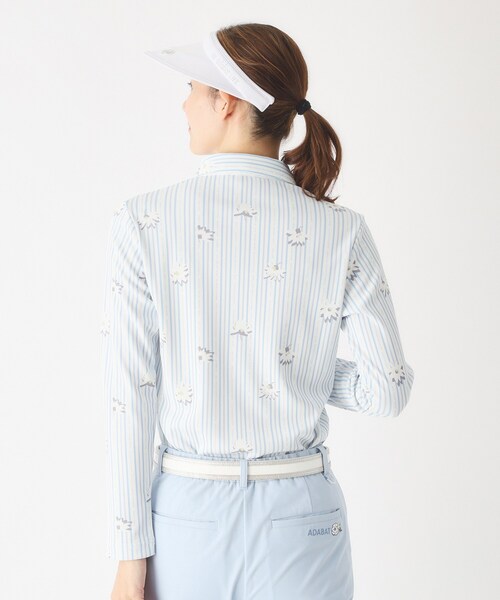 adabat（アダバット）の「【UVカット】ストライプフラワー長袖ポロシャツ（ポロシャツ・レディース・サックスブルー系/ピンク系1・42/40/38）」の10枚目の写真