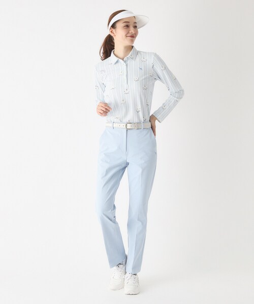 adabat（アダバット）の「【UVカット】ストライプフラワー長袖ポロシャツ（ポロシャツ・レディース・サックスブルー系/ピンク系1・42/40/38）」の11枚目の写真