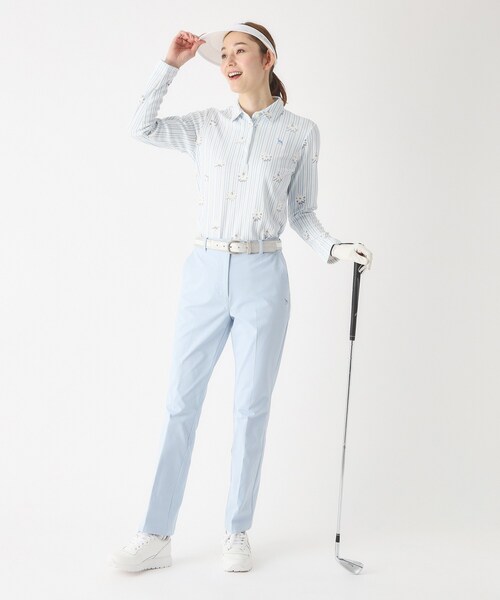 adabat（アダバット）の「【UVカット】ストライプフラワー長袖ポロシャツ（ポロシャツ・レディース・サックスブルー系/ピンク系1・42/40/38）」の12枚目の写真