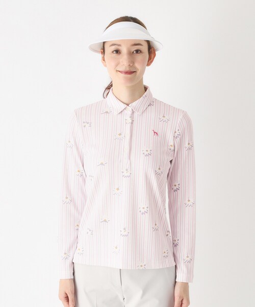 adabat（アダバット）の「【UVカット】ストライプフラワー長袖ポロシャツ（ポロシャツ・レディース・サックスブルー系/ピンク系1・42/40/38）」の14枚目の写真