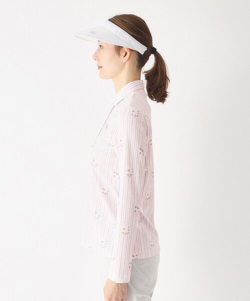 adabat（アダバット）の「【UVカット】ストライプフラワー長袖ポロシャツ（ポロシャツ・レディース・サックスブルー系/ピンク系1・42/40/38）」の15枚目の写真