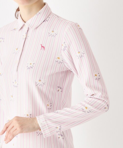 adabat（アダバット）の「【UVカット】ストライプフラワー長袖ポロシャツ（ポロシャツ・レディース・サックスブルー系/ピンク系1・42/40/38）」の18枚目の写真