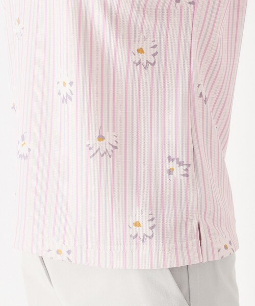 adabat（アダバット）の「【UVカット】ストライプフラワー長袖ポロシャツ（ポロシャツ・レディース・サックスブルー系/ピンク系1・42/40/38）」の19枚目の写真