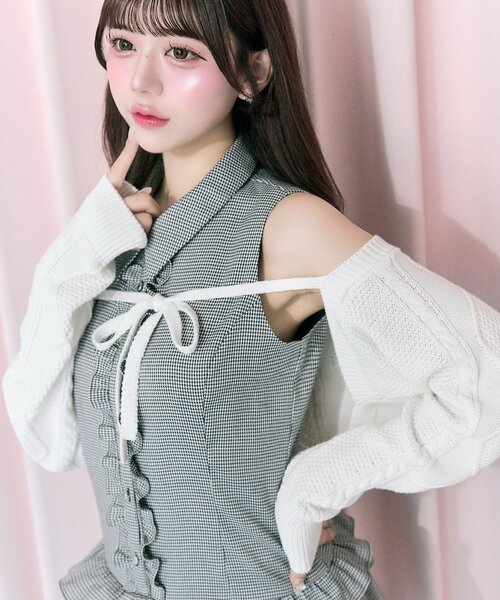 OLIVE des OLIVE(オリーブデオリーブ)の「【Belle Charme】Nosleeve Frill Onepiece(ワンピース・レディース・チャコールグレー/ブラック/ブラウン・MEDIUM/SMALL)」の15枚目の写真