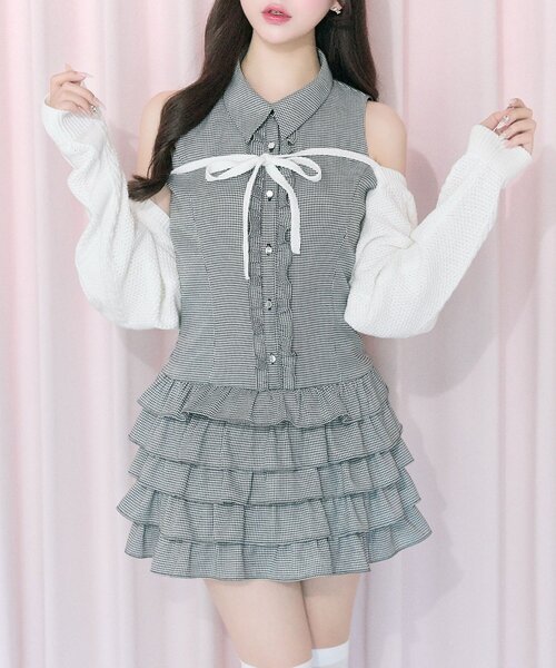 OLIVE des OLIVE(オリーブデオリーブ)の「【Belle Charme】Nosleeve Frill Onepiece(ワンピース・レディース・チャコールグレー/ブラック/ブラウン・MEDIUM/SMALL)」の16枚目の写真