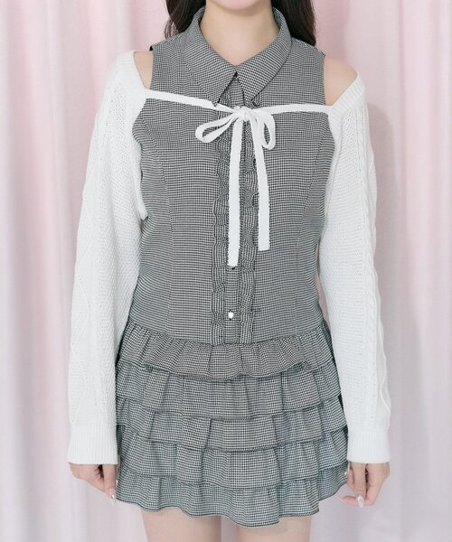 OLIVE des OLIVE(オリーブデオリーブ)の「【Belle Charme】Nosleeve Frill Onepiece(ワンピース・レディース・チャコールグレー/ブラック/ブラウン・MEDIUM/SMALL)」の17枚目の写真