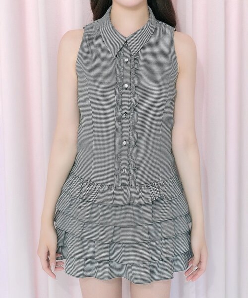 OLIVE des OLIVE(オリーブデオリーブ)の「【Belle Charme】Nosleeve Frill Onepiece(ワンピース・レディース・チャコールグレー/ブラック/ブラウン・MEDIUM/SMALL)」の18枚目の写真