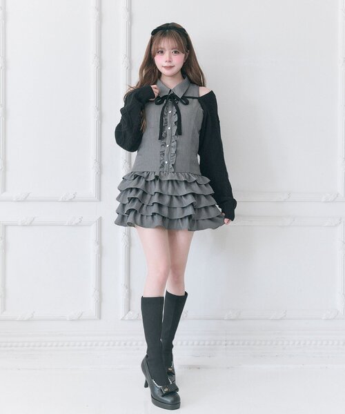 OLIVE des OLIVE(オリーブデオリーブ)の「【Belle Charme】Nosleeve Frill Onepiece(ワンピース・レディース・チャコールグレー/ブラック/ブラウン・MEDIUM/SMALL)」の22枚目の写真