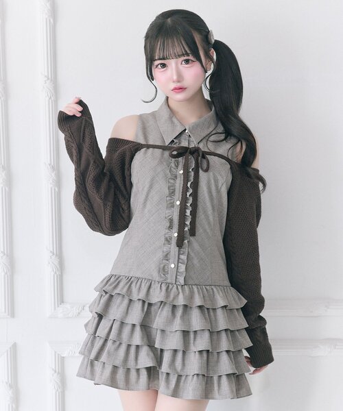 セール】【Belle Charme】Nosleeve Frill Onepiece（ワンピース