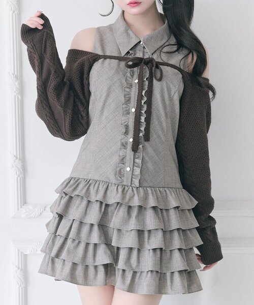 ワンピース Belle Charme / Nosleeve Frill Onepiece セール】【Belle Charme】Nosleeve Frill Onepiece（ワンピース