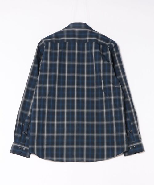 TAKA-Q（タカキュー）の「シャツ メンズ 長袖 ストレッチ 綿 コットン ブロード オンブレ チェック レギュラーカラー （シャツ/ブラウス・メンズ・ネイビー/ホワイト・X-LARGE/LARGE/MEDIUM）」の3枚目の写真