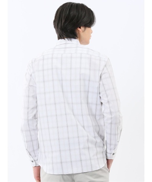 TAKA-Q（タカキュー）の「シャツ メンズ 長袖 ストレッチ 綿 コットン ブロード オンブレ チェック レギュラーカラー （シャツ/ブラウス・メンズ・ネイビー/ホワイト・X-LARGE/LARGE/MEDIUM）」の5枚目の写真