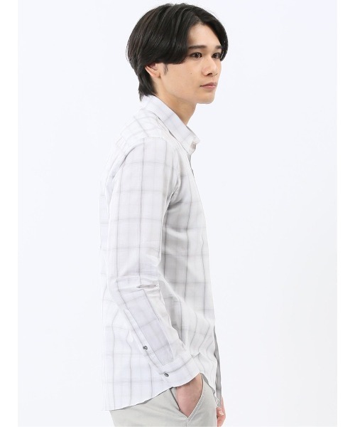 TAKA-Q（タカキュー）の「シャツ メンズ 長袖 ストレッチ 綿 コットン ブロード オンブレ チェック レギュラーカラー （シャツ/ブラウス・メンズ・ネイビー/ホワイト・X-LARGE/LARGE/MEDIUM）」の6枚目の写真