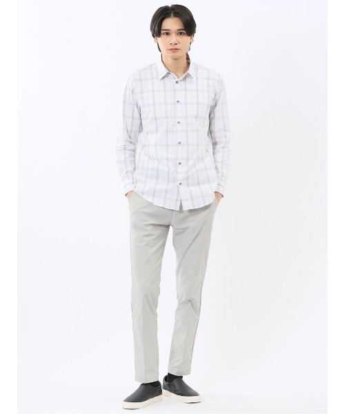 TAKA-Q（タカキュー）の「シャツ メンズ 長袖 ストレッチ 綿 コットン ブロード オンブレ チェック レギュラーカラー （シャツ/ブラウス・メンズ・ネイビー/ホワイト・X-LARGE/LARGE/MEDIUM）」の7枚目の写真
