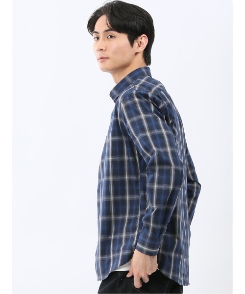 TAKA-Q（タカキュー）の「シャツ メンズ 長袖 ストレッチ 綿 コットン ブロード オンブレ チェック レギュラーカラー （シャツ/ブラウス・メンズ・ネイビー/ホワイト・X-LARGE/LARGE/MEDIUM）」の19枚目の写真