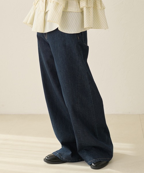 apres jour clair（アプレジュールクレア）の「【美シルエット】【apres jour clair】フレアデザインデニムパンツ（デニムパンツ・レディース・ライトブルー/ブラウン系その他/インディゴブルー・LARGE/SMALL/MEDIUM）」の18枚目の写真