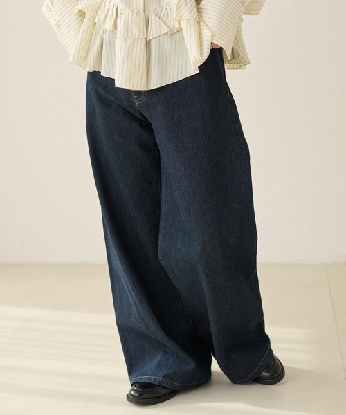 apres jour clair（アプレジュールクレア）の「【美シルエット】【apres jour clair】フレアデザインデニムパンツ（デニムパンツ・レディース・ライトブルー/ブラウン系その他/インディゴブルー・LARGE/SMALL/MEDIUM）」の19枚目の写真