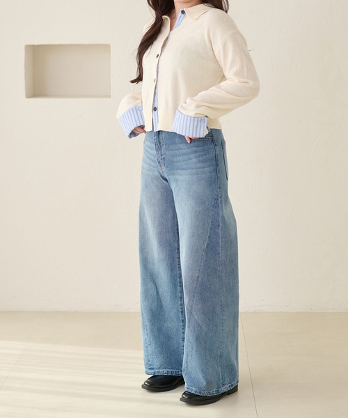 apres jour clair（アプレジュールクレア）の「【美シルエット】【apres jour clair】フレアデザインデニムパンツ（デニムパンツ・レディース・ライトブルー/ブラウン系その他/インディゴブルー・LARGE/SMALL/MEDIUM）」の9枚目の写真