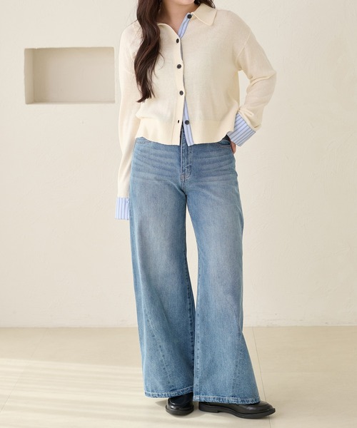 apres jour clair（アプレジュールクレア）の「【美シルエット】【apres jour clair】フレアデザインデニムパンツ（デニムパンツ・レディース・ライトブルー/ブラウン系その他/インディゴブルー・LARGE/SMALL/MEDIUM）」の11枚目の写真