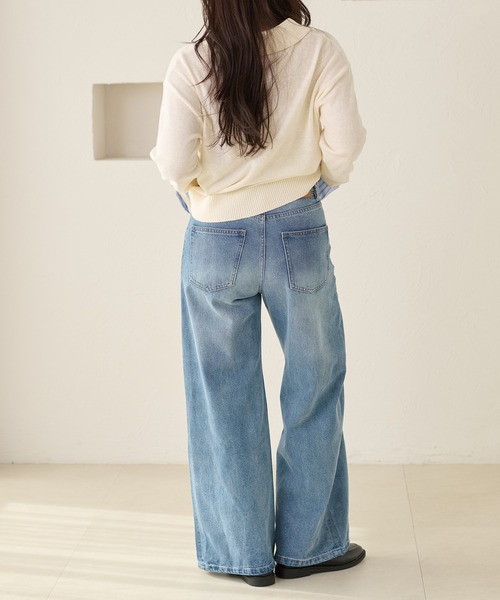 apres jour clair（アプレジュールクレア）の「【美シルエット】【apres jour clair】フレアデザインデニムパンツ（デニムパンツ・レディース・ライトブルー/ブラウン系その他/インディゴブルー・LARGE/SMALL/MEDIUM）」の13枚目の写真