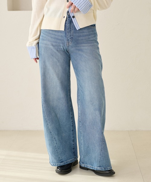 apres jour clair（アプレジュールクレア）の「【美シルエット】【apres jour clair】フレアデザインデニムパンツ（デニムパンツ・レディース・ライトブルー/ブラウン系その他/インディゴブルー・LARGE/SMALL/MEDIUM）」の4枚目の写真