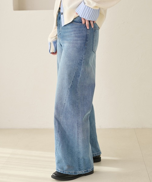 apres jour clair（アプレジュールクレア）の「【美シルエット】【apres jour clair】フレアデザインデニムパンツ（デニムパンツ・レディース・ライトブルー/ブラウン系その他/インディゴブルー・LARGE/SMALL/MEDIUM）」の5枚目の写真