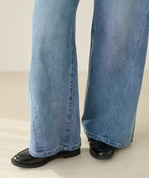 apres jour clair（アプレジュールクレア）の「【美シルエット】【apres jour clair】フレアデザインデニムパンツ（デニムパンツ・レディース・ライトブルー/ブラウン系その他/インディゴブルー・LARGE/SMALL/MEDIUM）」の8枚目の写真