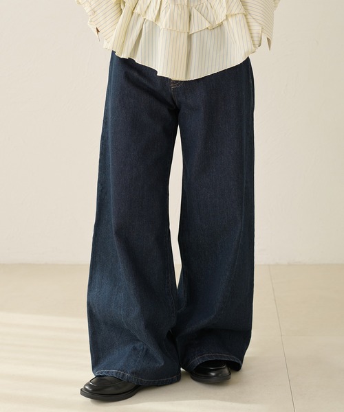 apres jour clair（アプレジュールクレア）の「【美シルエット】【apres jour clair】フレアデザインデニムパンツ（デニムパンツ・レディース・ライトブルー/ブラウン系その他/インディゴブルー・LARGE/SMALL/MEDIUM）」の16枚目の写真