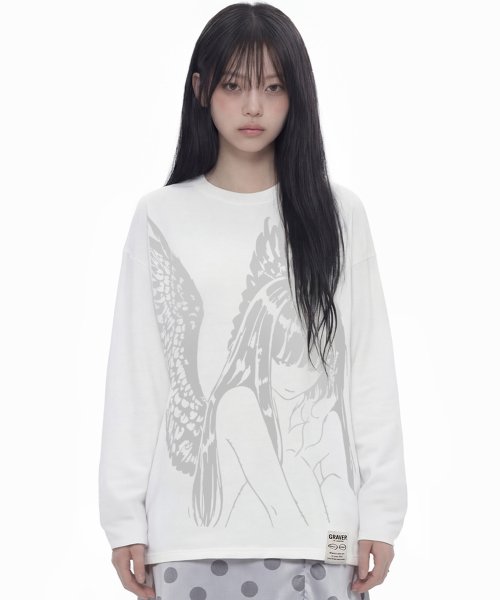 GRAVER（グレーバー）の「[ユニセックス]HALO ロングスリーブTシャツ_ホワイト（Tシャツ/カットソー・レディース・ホワイト・MEDIUM/LARGE）」の11枚目の写真