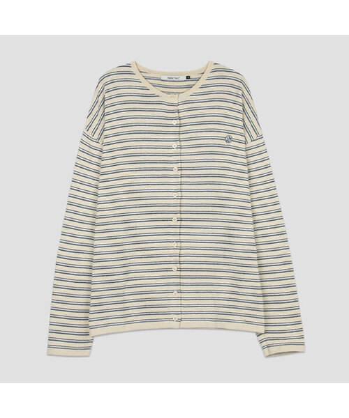ATELIER NAIN(アトリエナイン)の「MULTI STRIPE OVERFIT CARDIGAN (CD-2249)(カーディガン/ボレロ・レディース・ライトイエロー/スカイブルー・FREE)」の1枚目の写真