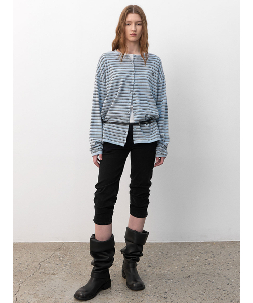 ATELIER NAIN(アトリエナイン)の「MULTI STRIPE OVERFIT CARDIGAN (CD-2249)(カーディガン/ボレロ・レディース・ライトイエロー/スカイブルー・FREE)」の3枚目の写真